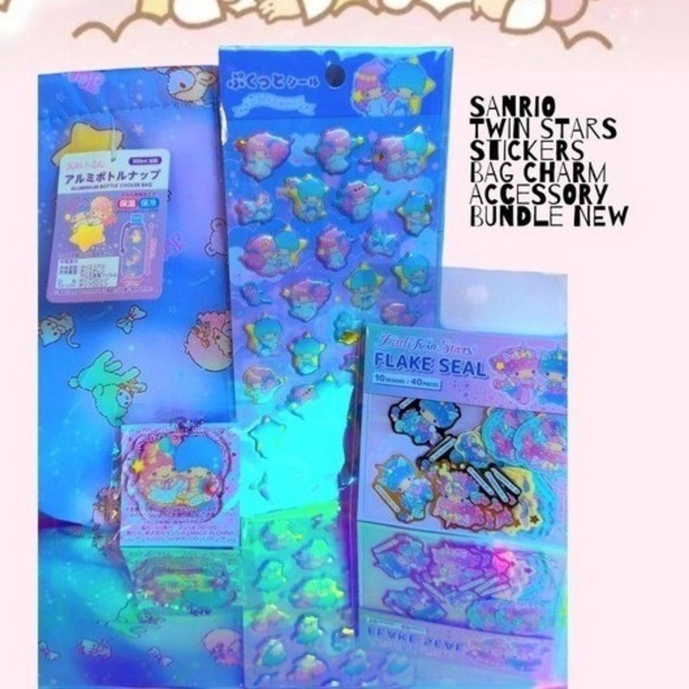 SANRIO TWIN STARS STICKER BAG CHARM ACCESSORY BUNDLE NEW